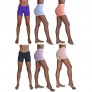 Sexy Basics Women's 6 Pack Cotton Stretch Light Weight Boyshort Boxer Brief Undershorts