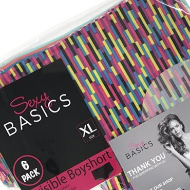 Sexy Basics Women's 6 Pack Laser Cut Seamless Invisible Boyshort Panty