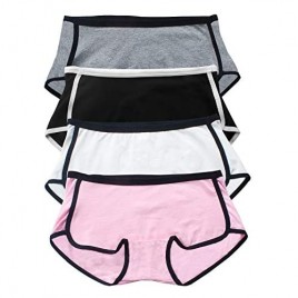 Vresqi 4 Pack Women's Cotton Boyshort Panties Soft Comfy Sport Style Underwear