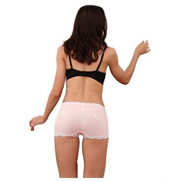 Womens Lace Boyshort Panty Seamless Boxer Panties No Show BoyShorts Panty Breathable Stretch Boxer Briefs for Ladies 5 Pack
