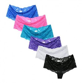 Women's Lace Waist Boy Shorts Panties Pack of 6