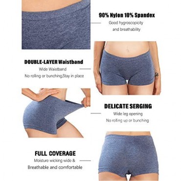 Womens Seamless Underwear Boyshort Ladies Panties Spandex Panty Workout Boxer briefs 5-Pack